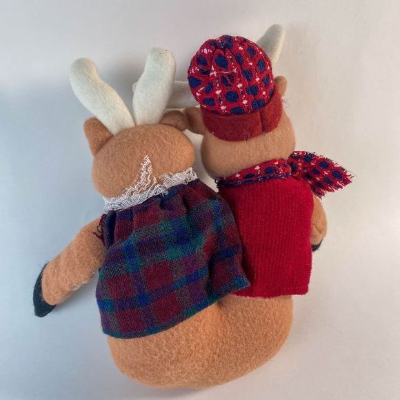 Plush Reindeer Couple Decoration w/ Wooden Tree - Picture 6 of 9